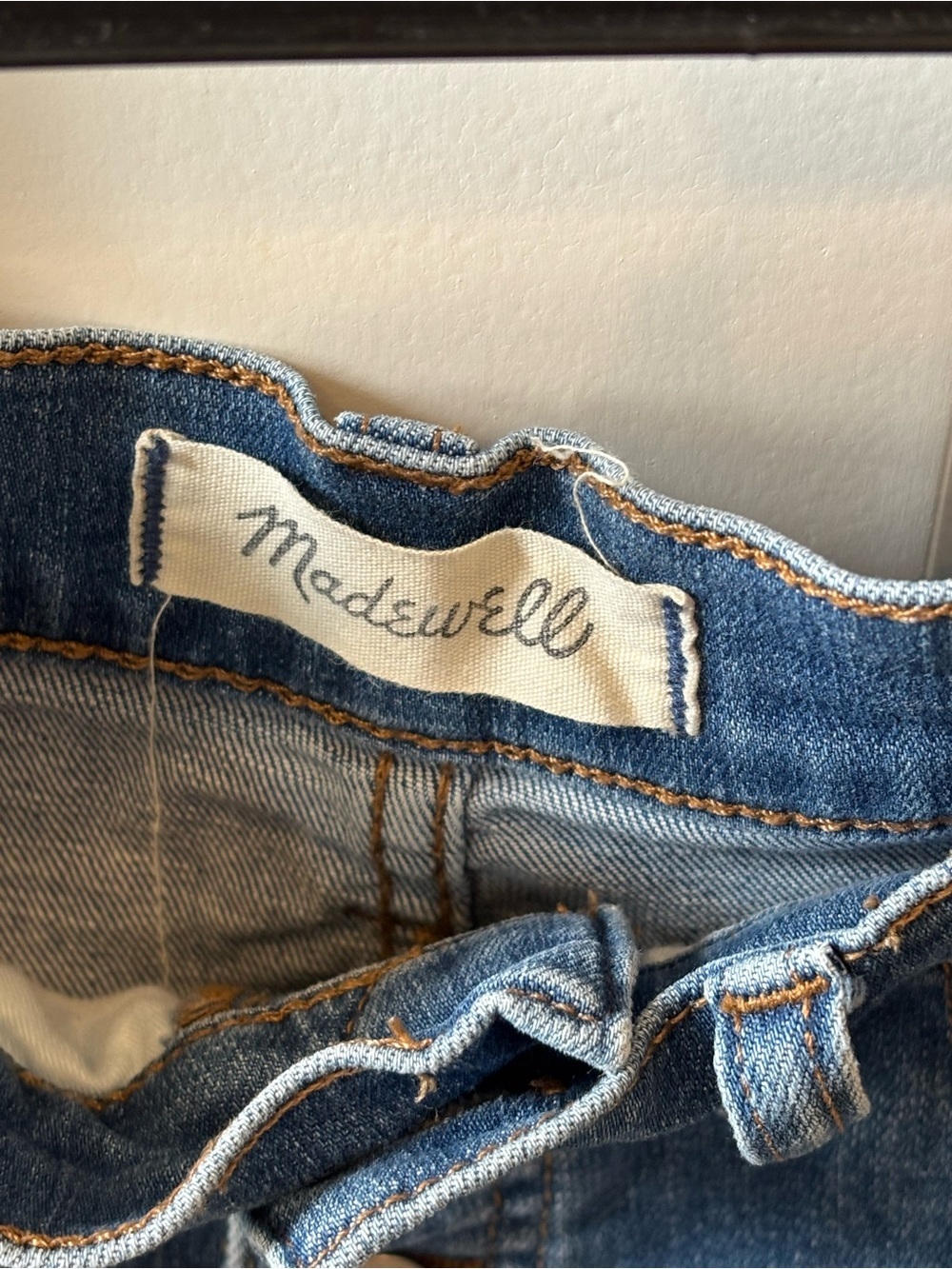 Madewell Button-Fly Distressed Denim Shorts - Blue - Picture 3 of 4